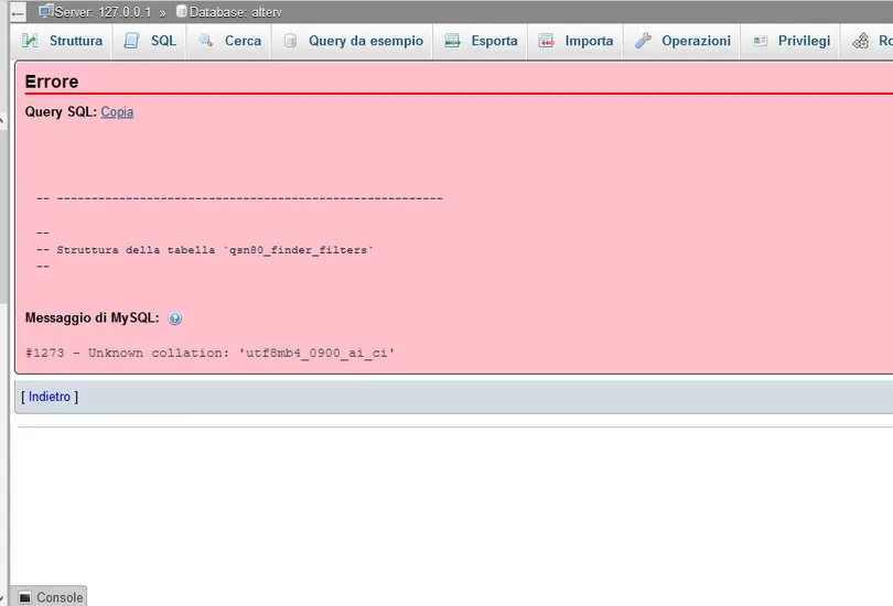 خطای Unknown collation: utf8mb4_0900_ai_ci در دیتابیس MYSQL